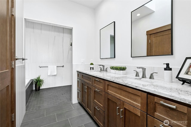 13830 Old Snohomish Monroe Rd, Snohomish, WA 98290 - full bathroom with double vanity and tile patterned flooring