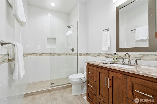 13830 Old Snohomish Monroe Rd, Snohomish, WA 98290 - full bathroom featuring vanity, a tile shower, and recessed lighting