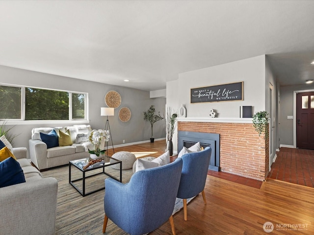 13514 3rd Ave NE, Seattle, WA 98125 - living room featuring wood finished floors and a glass covered fireplace