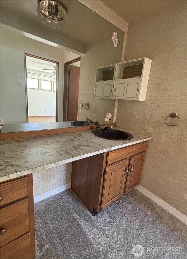 214 N 2nd St, Dayton, WA 99328 - bathroom with vanity and carpet floors
