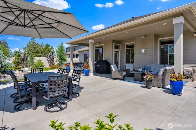 9511 W Floyd Dr, Cheney, WA 99004 - view of patio / terrace featuring outdoor dining area, an outdoor living space, and grilling area