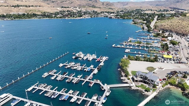 1350 W Woodin Ave Unit Ede2, Chelan, WA 98816 - bird's eye view of a water and mountain view and numerous boat docks