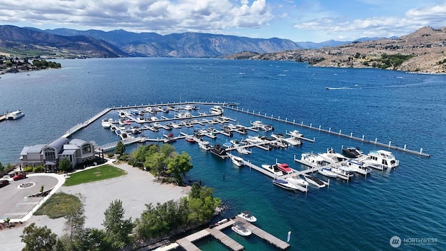 1350 W Woodin Ave Unit Ede2, Chelan, WA 98816 - drone / aerial view of a water and mountain view and a marina