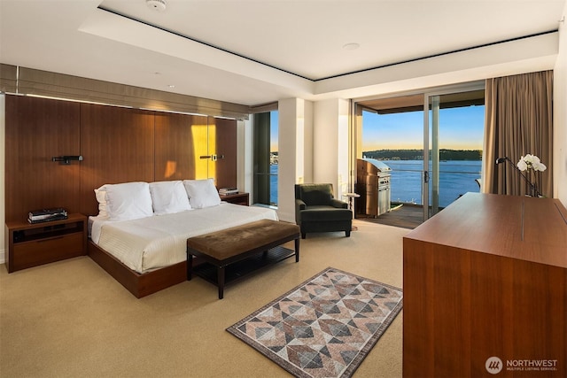 99 Union St Unit 1601, Seattle, WA 98101 - carpeted bedroom with access to outside and a water view