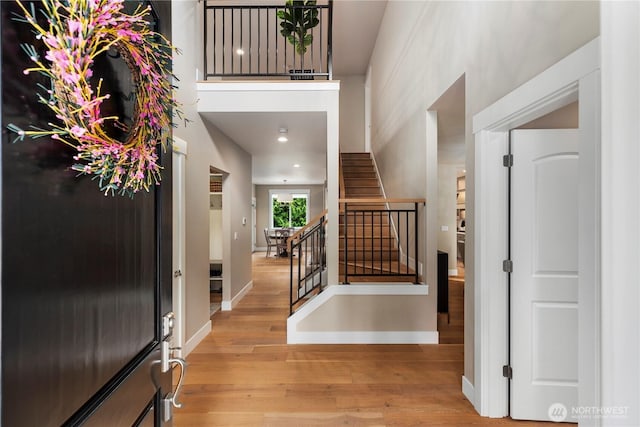 230 155th Pl SE, Bothell, WA 98012 - foyer featuring stairway, wood finished floors, and a high ceiling