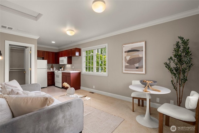 2530 39th Ave E, Seattle, WA 98112 - living area with ornamental molding and light colored carpet
