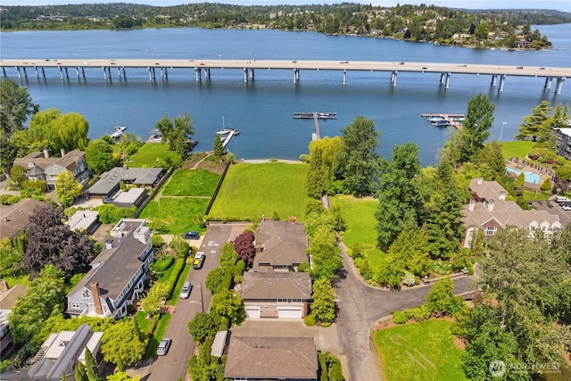 2530 39th Ave E, Seattle, WA 98112 - aerial perspective of suburban area featuring a notable bridge and a large body of water