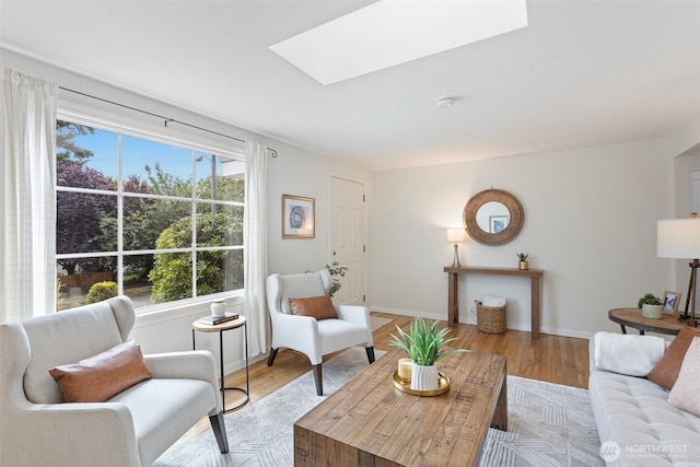 7147 29th Ave SW, Seattle, WA 98126 - living area with a skylight and light wood-style floors