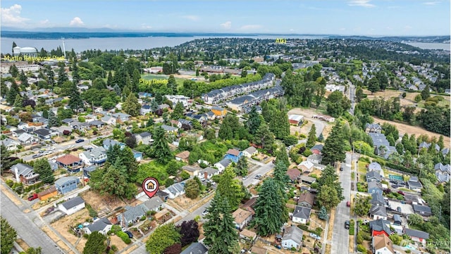 7147 29th Ave SW, Seattle, WA 98126 - aerial view of property and surrounding area featuring a nearby body of water and nearby suburban area