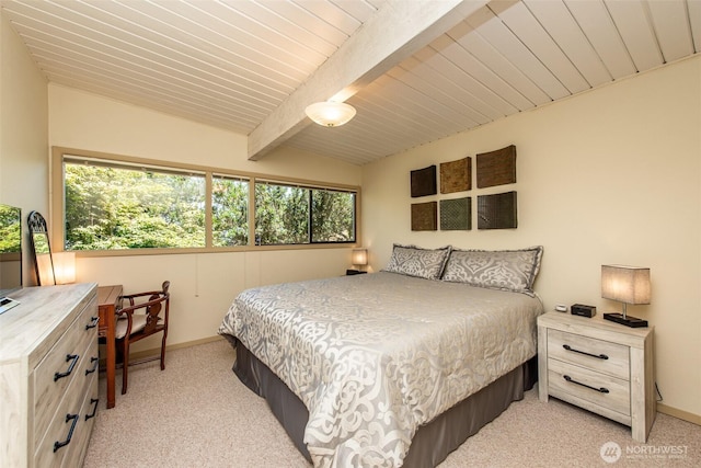 2641 E Bay St, Port Angeles, WA 98362 - bedroom with light colored carpet, multiple windows, and wood ceiling