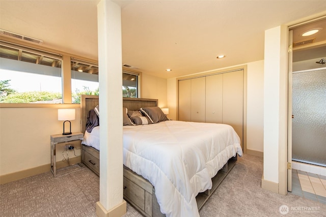 2641 E Bay St, Port Angeles, WA 98362 - carpeted bedroom featuring multiple windows, recessed lighting, and a closet