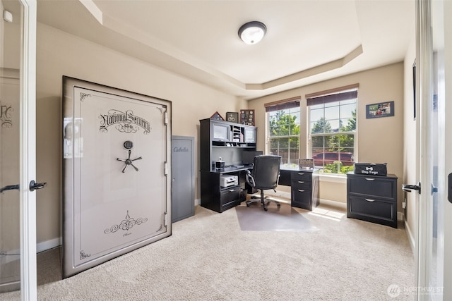 17116 138th Ave E, Puyallup, WA 98374 - home office featuring a tray ceiling, light colored carpet, and french doors