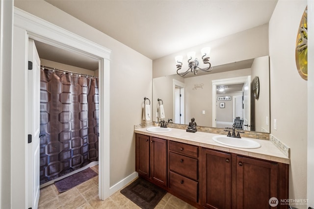 17116 138th Ave E, Puyallup, WA 98374 - full bath featuring double vanity and a chandelier