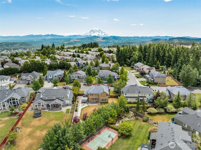 17116 138th Ave E, Puyallup, WA 98374 - aerial view of residential area with a mountain backdrop