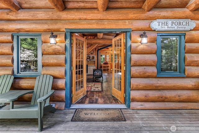 7010 Rainier Way, Deming, WA 98244 - doorway to property featuring log veneer siding