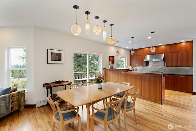 788 P St, Port Townsend, WA 98368 - dining area featuring light wood-type flooring, recessed lighting, and baseboard heating