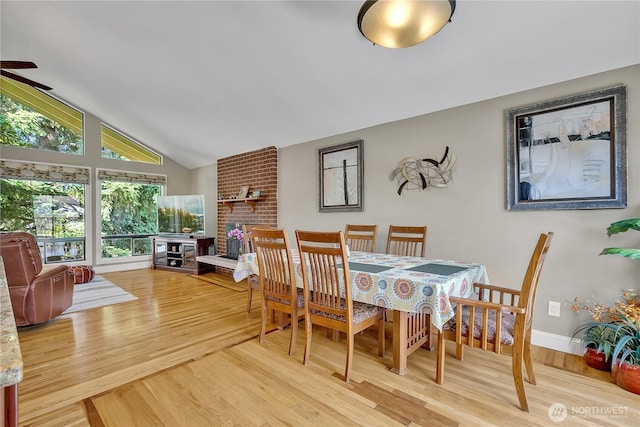 5103 S 302nd Pl, Auburn, WA 98001 - dining area featuring light wood-style floors, vaulted ceiling, and ceiling fan
