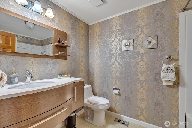 5103 S 302nd Pl, Auburn, WA 98001 - bathroom featuring tile patterned floors, vanity, and ornamental molding