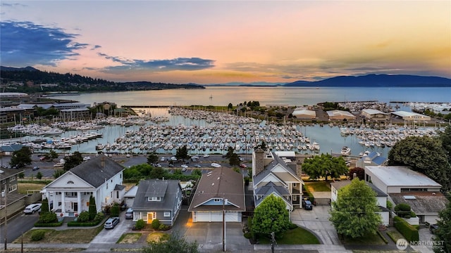 2011 Eldridge Ave, Bellingham, WA 98225 - aerial view at dusk of view of marina and a water and mountain view