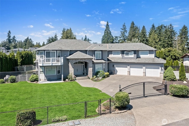 4024RD E Caldwell, Edgewood, WA 98372 - view of front facade with a gate, driveway, a fenced front yard, and a balcony