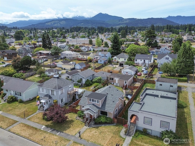 136 W 13th St, Port Angeles, WA 98362 - aerial view of residential area with mountains