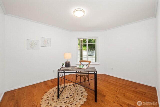 3204 30th St, Bellingham, WA 98225 - office area featuring wood finished floors and ornamental molding