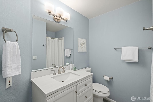3204 30th St, Bellingham, WA 98225 - full bath featuring vanity and a shower with shower curtain