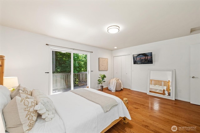 3204 30th St, Bellingham, WA 98225 - bedroom with access to outside, wood finished floors, and a closet