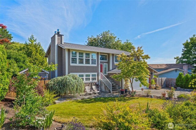 14618 SE 275th Pl, Kent, WA 98042 - view of front of house with a chimney, stairs, and a garage