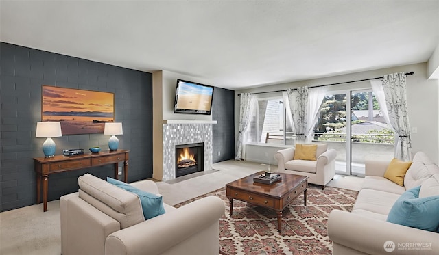 11021 Glen Acres Dr S Unit B, Seattle, WA 98168 - living room with a fireplace and carpet