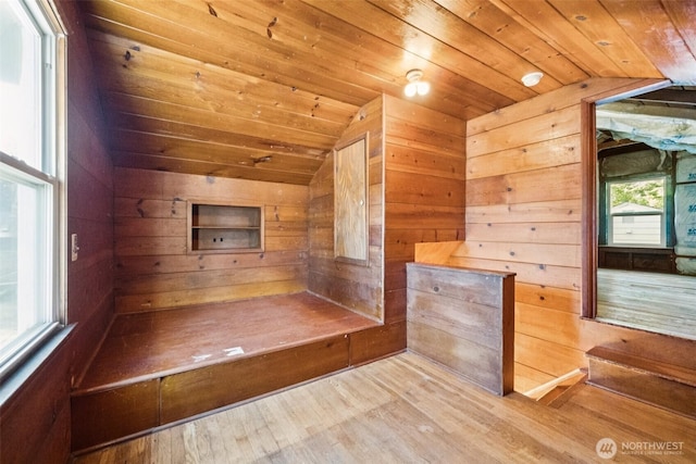 14326 Meridian Ave N, Seattle, WA 98133 - bonus room with vaulted ceiling, a sauna / steam room, wooden ceiling, wood walls, and wood finished floors