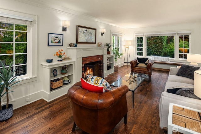 1600 Interlaken Pl E, Seattle, WA 98112 - living room with ornamental molding, a fireplace, and wood finished floors