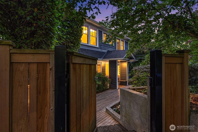 1600 Interlaken Pl E, Seattle, WA 98112 - deck at dusk featuring a gate