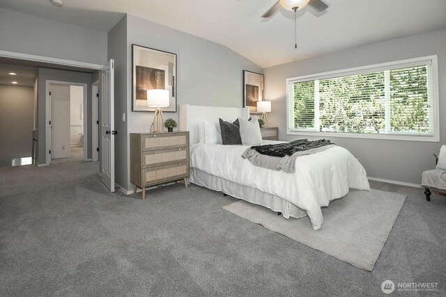 12530 68th Ave SE, Snohomish, WA 98296 - carpeted bedroom featuring lofted ceiling and a ceiling fan