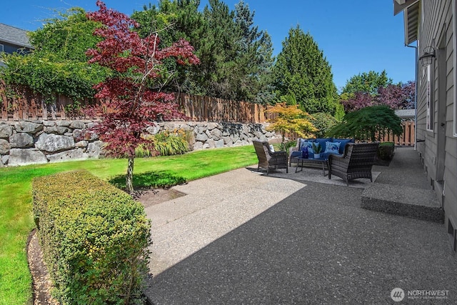 12530 68th Ave SE, Snohomish, WA 98296 - fenced backyard with outdoor lounge area and a patio area