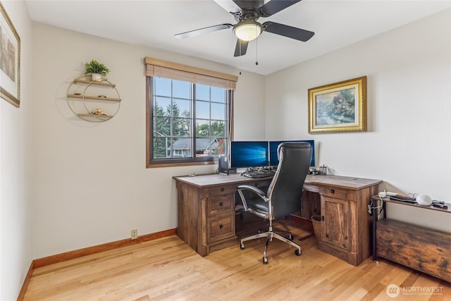 1435 S 263rd Pl, Des Moines, WA 98198 - home office featuring light wood-style flooring and ceiling fan
