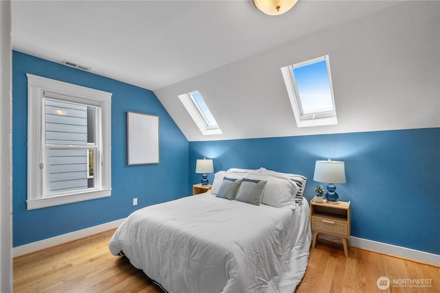 1531 NW 62nd St, Seattle, WA 98107 - bedroom featuring a skylight, vaulted ceiling, and wood finished floors
