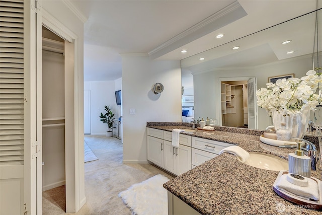 524 Maple St Unit 105, Edmonds, WA 98020 - full bathroom with ornamental molding, vanity, and recessed lighting