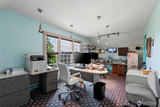 2020 Easy St, Wenatchee, WA 98801 - office area with dark carpet and a textured ceiling