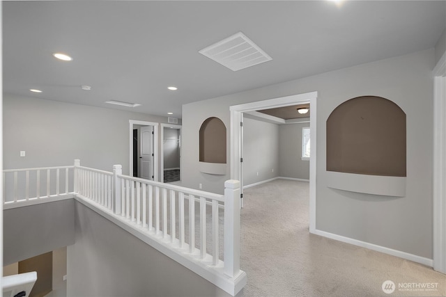 535 Beechwood Ct SW, Olympia, WA 98502 - hallway featuring carpet floors, recessed lighting, and an upstairs landing