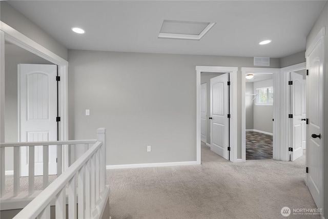 535 Beechwood Ct SW, Olympia, WA 98502 - corridor with carpet flooring, attic access, an upstairs landing, and recessed lighting