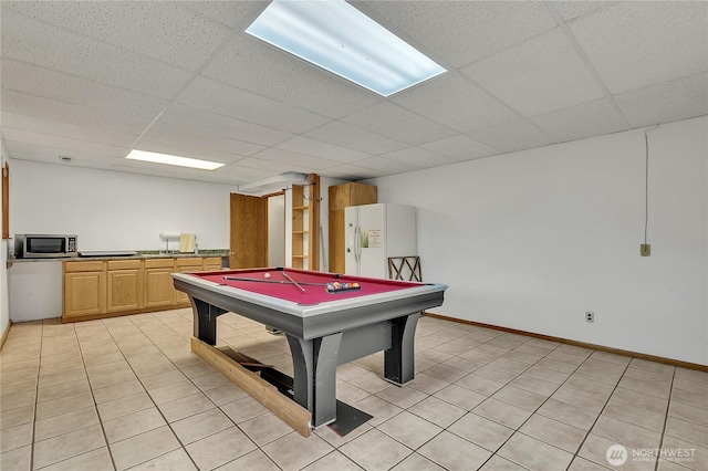 11022 SE 313th St, Auburn, WA 98092 - game room featuring a paneled ceiling, pool table, and light tile patterned floors