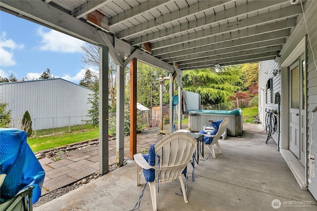 11022 SE 313th St, Auburn, WA 98092 - fenced backyard with a hot tub, a patio, and outdoor dining area
