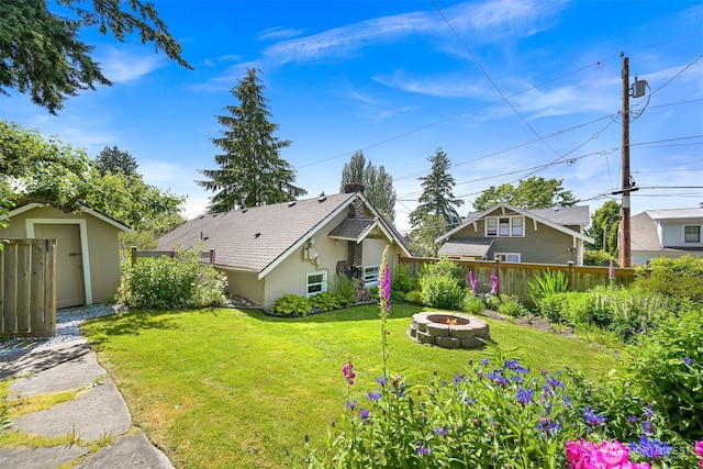 251 N Garden St, Bellingham, WA 98225 - view of yard with an outdoor fire pit and a shed