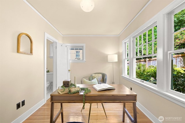 251 N Garden St, Bellingham, WA 98225 - office area with crown molding, light wood finished floors, and healthy amount of natural light