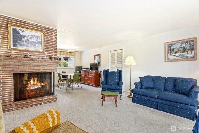 10629 NE 26th St, Bellevue, WA 98004 - carpeted living room with a fireplace
