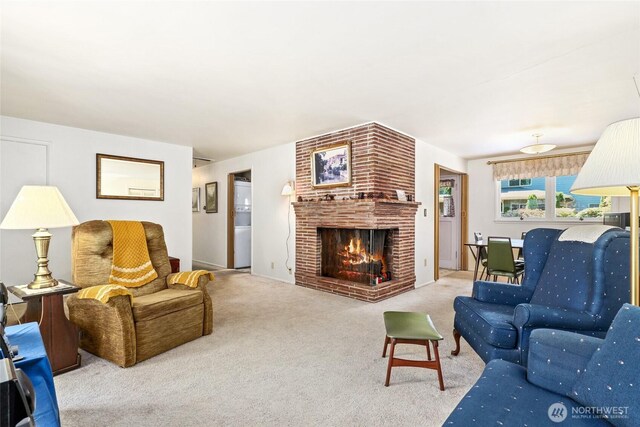 10629 NE 26th St, Bellevue, WA 98004 - living area featuring carpet floors and a fireplace