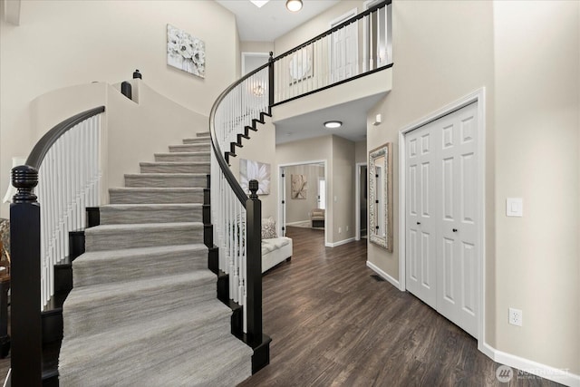 4212 145th Pl SE, Snohomish, WA 98296 - foyer with wood finished floors, stairway, and a high ceiling