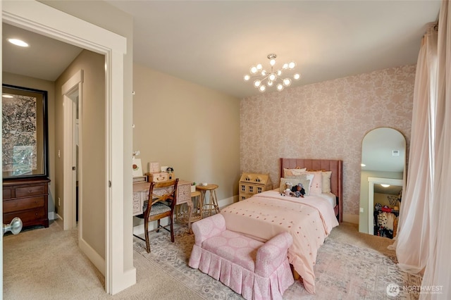 619 Graham Ave NE, Renton, WA 98059 - bedroom with light carpet and wallpapered walls
