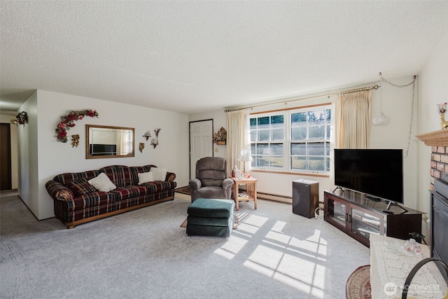 30026 5th Ave SW, Federal Way, WA 98023 - carpeted living area with a textured ceiling and a baseboard heating unit